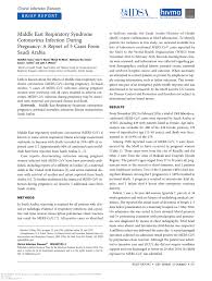Pdf Middle East Respiratory Syndrome Coronavirus Infection During Pregnancy A Report Of 5 Cases From Saudi Arabia