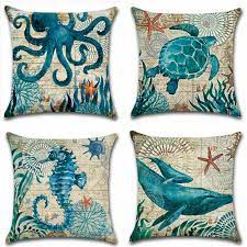 Teal octopus 18x18 throw pillow by ddcg. Beach Themed Pillow Covers