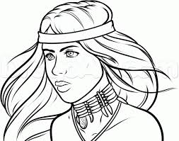 How To Draw A Native American Step By Step Faces People Free Online Drawing Tutorial Added By Native American Drawing Indian Drawing Native American Girls
