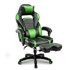 Merax Racing Office Chair Green Black Pu Leather Home Office Chair Computer Gaming Chair Headrest Lumbar Support Green Home Office Chairs Green Chair Chair