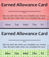 Earned Allowance Cards Great Idea To Motivate Your Kids