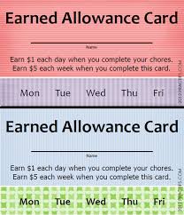 earned allowance cards great idea to motivate your kids