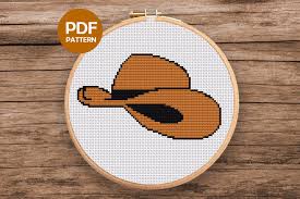 Louise maelys 3 pack embroidery kit for beginners animal flowers plant pattern cross stitch needlepoint kit funny embroidery starter kit for decor. Cowboy Hat Cross Stitch Pattern Cross Stitch Patterns