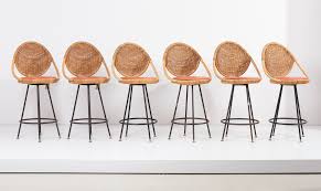 Alunaune swivel counter bar stools set of 4 with backs mid century modern armless bar height side chairs (26 inch,grey). Set Of 6 Mid Century Modern Bar Stools By Danny Ho Fong