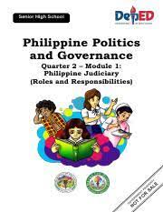 Q2_Phil._Politics__Governance_12_Module_1.Pdf - Senior High School  Philippine Politics And Governance Quarter 2 – Module 1: Philippine  Judiciary (Roles | Course Hero
