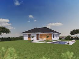 The country house comes with 1 bathroom and a kitchen. Bungalow Terra 104 Haas Fertighaus