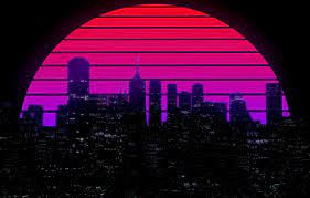 Wallpaper The Sun Night Music The City Star Building Background 80s Neon 80 S Sy Cityscape Wallpaper Aesthetic Desktop Wallpaper Aesthetic Wallpapers