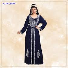 Navy Blue Dubai Kaftan Walima Henna Party Full Sleeves Dress Partywear Glam Outfit