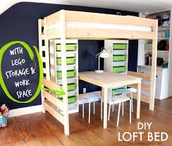 She asked to move to my oldest sons room and she specifically asked for a loft bed with a desk underneath. Diy Loft Bed With Lego Storage Work Space Jaime Costiglio