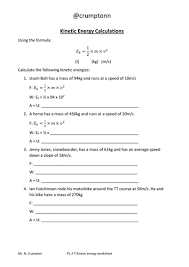 Kinetic Energy Calculations Teaching Resources Kinetic Energy Energy Teaching Resources