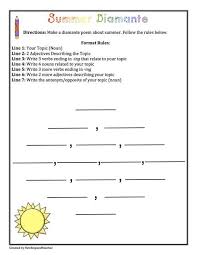 Summer Poetry Pack Haiku Diamante Acrostic Cinquain Grades 3 6 Cinquain Acrostic Poem Template