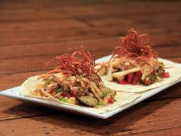 Serve the fish with the tortillas and vera cruz salsa and let guests fill and wrap their own tacos. San Diego Style Blue Corn Salmon Tacos With Orange Habanero Hot Sauce Recipe Bobby Flay Cooking Channel