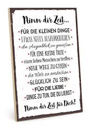 Typestoff Holzschild Mit Spruch Nimm Dir Zeit Im Vintage Look