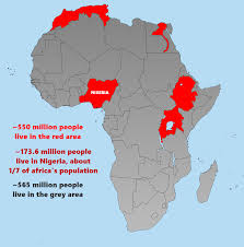 550 Million People Live In The Red Area 173 6 Million People Live In Nigeria About 1 7 Of Africa S Map African Map Africa