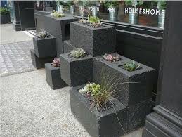 Inexpensive Planters Made From Granite Painted Concrete Blocks Cinder Block Garden Cinderblock Planter Backyard