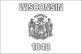 Wisconsin state flag to color. Wisconsin Flag Coloring Page Purple Kitty