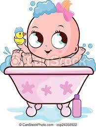 These stock designs are available to use in commercial projects after licensing. Baby Girl In A Tub Taking A Bath Vector Illustration Illustration Of A Cute Baby Girl In A Tub Taking A Bubble Bath And Canstock