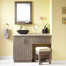 Choose from a wide selection of great styles and finishes. 48 Montara Teak Vessel Sink Vanity With Makeup Area Gray Wash Bathroom Redecorating Vessel Sink Vanity Vanity Sink