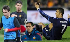 Gary neville has been sensationally appointed head coach of valencia. Gary Neville Reveals Cristiano Ronaldo Called The Valencia Pitch A Disgrace Daily Mail Online