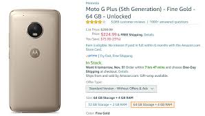 But this generation of the moto g family also includes the slightly cheaper moto g5. Deal Save 75 25 When You Buy The 64gb Moto G5 Plus At Amazon Phonearena
