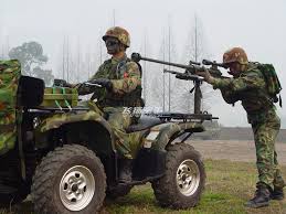 Chinese Special Forces Soldiers Utilizing An Atv Mounted Amr 2 Militar