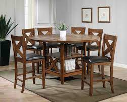 Mc Ferran Mf Alod4660 7pc 7 Pc Lodge Brown Finish Wood Counter Height Round Square Drop Leaf Dining Table Set Affordable Dining Room Sets Dining Room Sets Dining Room Small