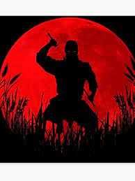 Red Moon Ninja Canvas Print By Maryedenoa Samurai Art Samurai Artwork Ninja Art