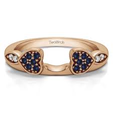 This 10k yellow gold ring features a 0.16 ct. Twobirch Ring Wrap 0 16 Ct Sapphire And Diamond Heart Shaped Anniversary Ring Wrap In Rose Gold