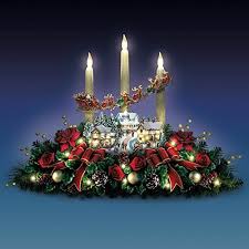 Thomas Kinkade The Lights Of Christmas Illuminating Village Table Centerpiece By The Bradford Exchange Wall S Furniture Decor Holiday Candle Centerpiece Christmas Candle Decorations Holiday Decor Christmas