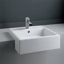 It is a deep sink with a wide basin and its square design features sturdy counter space and bold lines to create balance in the bathroom design. Rak Nova 46cm Semi Recessed Basin 1 Tap Hole Novasr At Victorian Plumbing Uk
