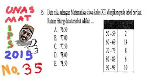 Matematika matematika smp pat smp soal pat matematika kelas 8 soal ukk matematika smp kelas 8 ukk matematika smp/ mts ukk smp hai sahabat ahzaa, selamat datang kembali di ahzaanet. Rataan Data Kelompok Statistika Un Matematika Ips 2015 Pembahasan No 35 Youtube