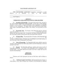 Printable Partnership Agreement Template Contract Template General Partnership Partnership