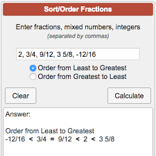 Ordering Fractions Calculator