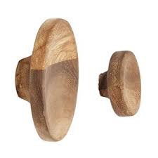 Patere Ronde En Bois D Acacia Par 2 Hubsch Decoclico Ronds En Bois Patere Bois