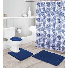 Jun 15, 2020 · navy blue on the accent pillows, bed skirts, and accessories anchor the color palette. Bathroom Collection 16pc Navy Blue Bathroom Accessory Set Non Slip Bath Mat Non Slip Contour Mat Toilet Lid Cover And Waterproof Shower Curtain With Rustproof Metal Roller Hooks Color Navy Blue