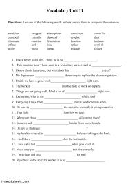 vocabulary worksheet for intermediate