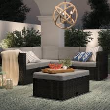 Birch Lane Outdoor Furniture Covers Saltville 4 Piece Rattan Sectional Seating Group With Cushions Reviews Birch Lane Patio Furniture Sets Seating Groups Furniture Sets