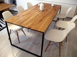 Steel Frame Dining Table Basic Nio Ii Modern Industrial Tables For Dining Room Solid Oak Wood Table Top Black Metal Base Kitchen Table In 2020 Wood Dining Room Furniture Dining Table