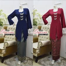 Modern kebaya size s to 2xl. Baju Kebaya Moden Labuh Muslimah Dewasa Corak Batik Elyarina Starina Shopee Malaysia
