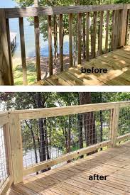 Our Deck And Deck Railing Needed To Be Replaced Because We Live On A Lake We Wanted To Use Wire So As Not In 2021 Wire Deck Railing Deck Railing