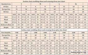 Size Chart For Wedding Dresses Wedding Dresses