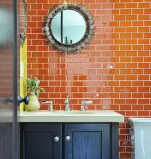 Tile Wall Orange Bathroom Decor Orange Bathrooms Orange Tiles