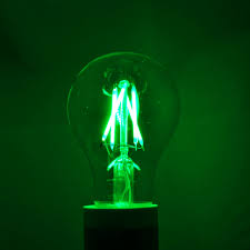 Green Led Light Bulb A19 3 Watt E26 Base Clear Glass Lights Up Green Modvera Lighting
