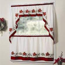 Holly Embroidered Christmas Kitchen Curtains And Valances Christmas Kitchen Curtains Kitchen Curtains And Valances Home Curtains