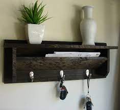 rustic wall mount 3 hanger hook coat rack with shelf and mail holder key diy decor minimalist shelves build your own floating