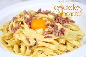 Tagliatelle A La Carbonara Et Creme Fraiche Recette Tagliatelle Carbonara Tagliatelles Et Recette Carbonara
