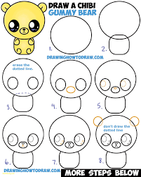 24 Easy Animated Drawings Realistic How To Draw A Cute Chibi Kawaii Cartoon Gummy Bear Easy Step By Drawing Tutorials For Kids Drawing Tutorial Easy Drawings