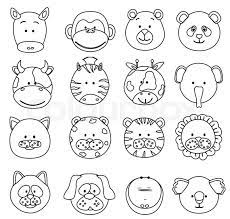 Download 8,100+ royalty free cartoon animal faces outline of vector images. Set Of Cartoon Animals Faces Thin Line Stock Vector Colourbox