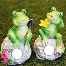 2 er set 2 stuck solar quot frosch party quot mit dammerungssensor mit leuchtenden augen grosse ca balkonkasten solarleuchten solarleuchten garten