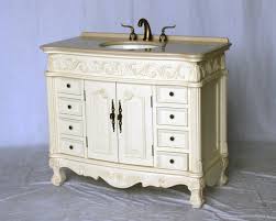 Make it more relaxed and less refined: 42 Adelina Antique Style Single Sink Bathroom Vanity In Antique White Finish With Beige Stone Countertop